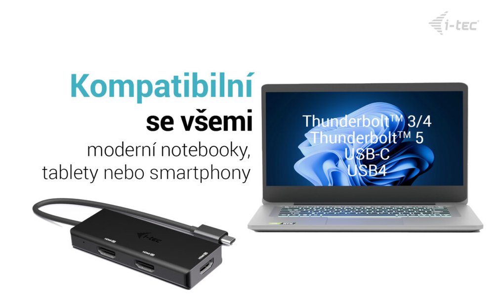 i-tec USB-C Triple 4K HDMI video adaptér, Power Delivery 100W