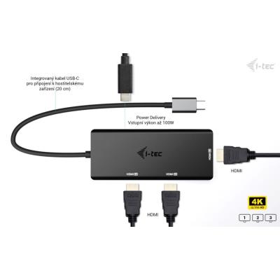 i-tec USB-C Triple 4K HDMI video adaptér, Power Delivery 100W