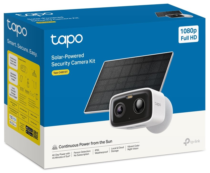 TP-Link Tapo C400 KIT Solární WiFi Kamera, venkovní, 2MPx, 1920 x 1080, audio, IR 10m, MicroSD, IP65