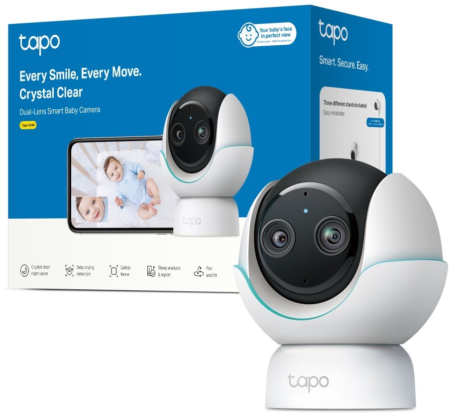TP-Link Tapo C840 dětská chůvička s dvojitým objektivem, 2K,2560 x 1440, AI detekce audio, MicroSD