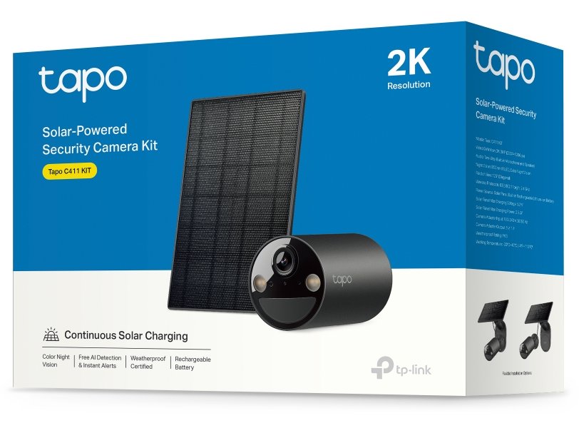 TP-Link Tapo C411 KIT solární WiFi Kamera, venkovní, 2K, 2304 x 1296, audio, IR 15m, MicroSD, IP65