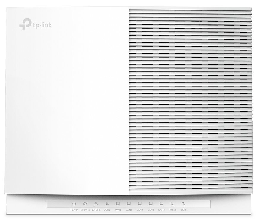 TP-Link EX820v - AX6000 Dualband router s WiFi 6, 1x 2,5GWAN, 1x 2,5GLAN, 3x GLAN, 2x RJ11(FXS), 1x USB 3.0, EasyMesh