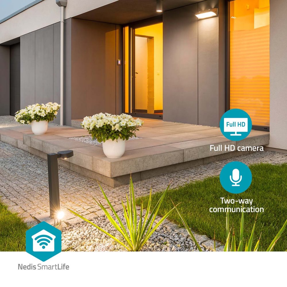 NEDIS IP kamera/ venkovní/ IP65/ Wi-Fi/ 3Mpix/ 1296p/ reflektor/ Onvif/ detekce pohybu/ noční vidění 10m/ bílá