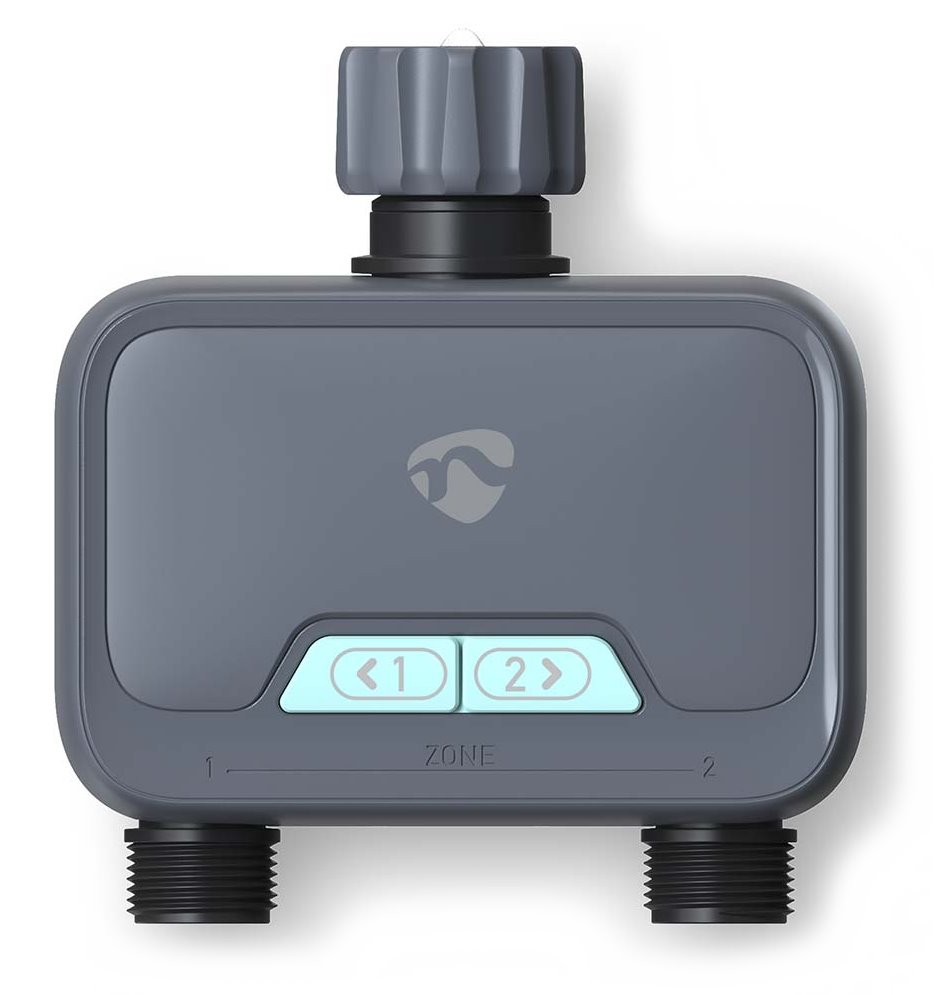 NEDIS chytrý zavlažovací systém/ regulátor průtoku vody/ Bluetooth/ rozsah 3 - 50 °C/ IP54/ Android/ iOS/ šedý