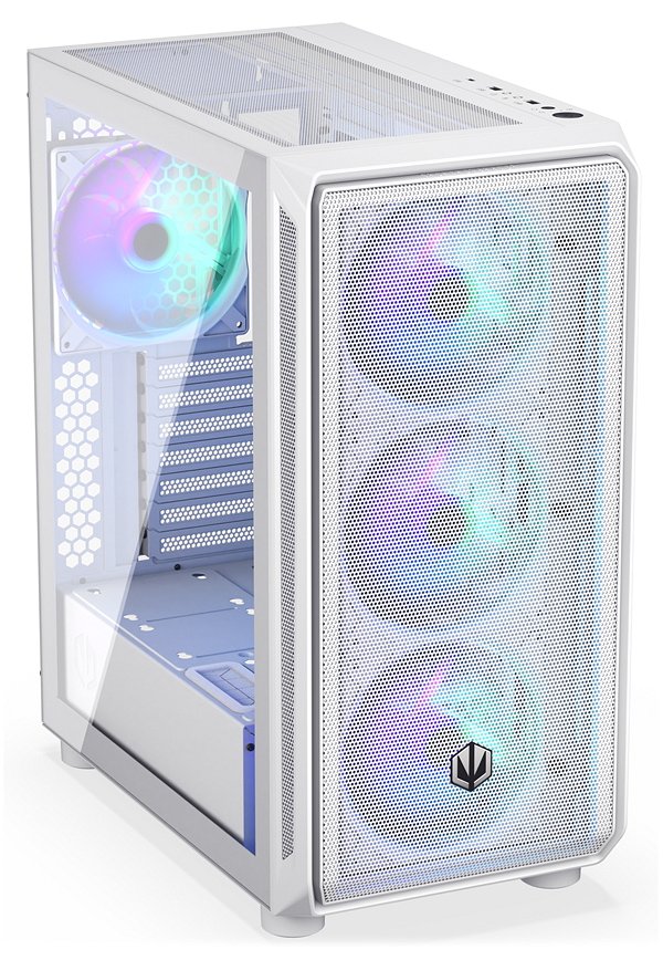 Endorfy skříň Arx 500 White ARGB / ATX / 4x140 ARGB fan (až 7 fans) / 2xUSB-A / USB-C / tvrz. sklo  / mesh panel /  bílá