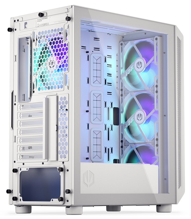 Endorfy skříň Arx 500 White ARGB / ATX / 4x140 ARGB fan (až 7 fans) / 2xUSB-A / USB-C / tvrz. sklo  / mesh panel /  bílá