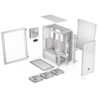 Endorfy skříň Arx 500 White ARGB / ATX / 4x140 ARGB fan (až 7 fans) / 2xUSB-A / USB-C / tvrz. sklo  / mesh panel /  bílá