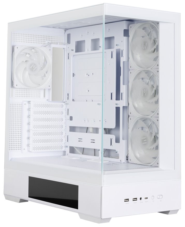 Zalman skříň P40 DS / ATX / 4x120mm ARGB fan / 2xUSB 3.0 / USB-C / displej / panoramatická / bílá