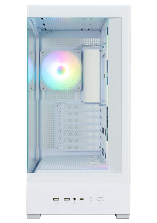 Zalman skříň P40 DS / ATX / 4x120mm ARGB fan / 2xUSB 3.0 / USB-C / displej / panoramatická / bílá