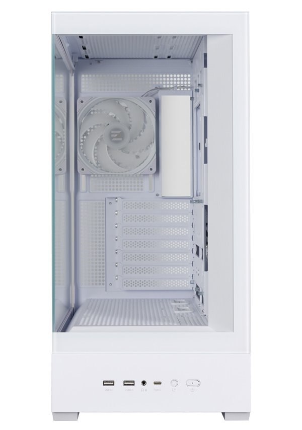 Zalman skříň P40 DS / ATX / 4x120mm ARGB fan / 2xUSB 3.0 / USB-C / displej / panoramatická / bílá