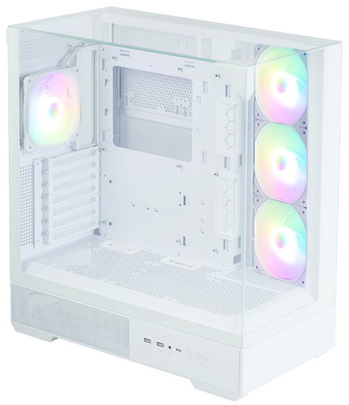 Zalman skříň P40 Prism Plus / midT / 4x120mm ARGB fan / 2xUSB 3.0 / USB-C / panoramatická / bílá