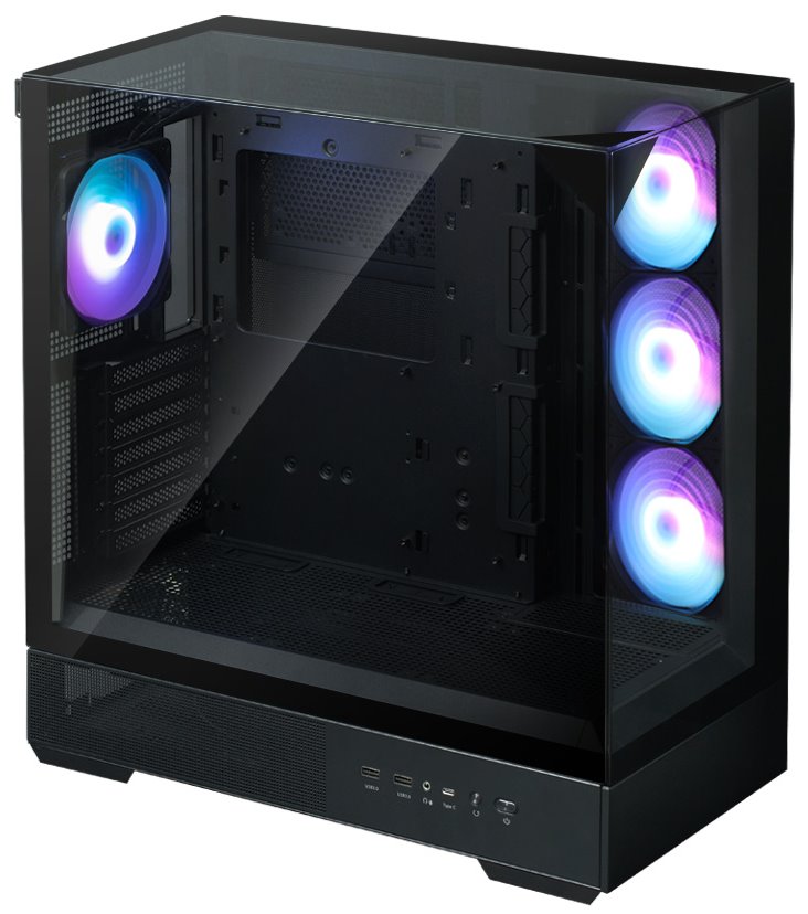 Zalman skříň P40 Prism Plus / midT / 4x120mm ARGB fan / 2xUSB 3.0 / USB-C / panoramatická / černá
