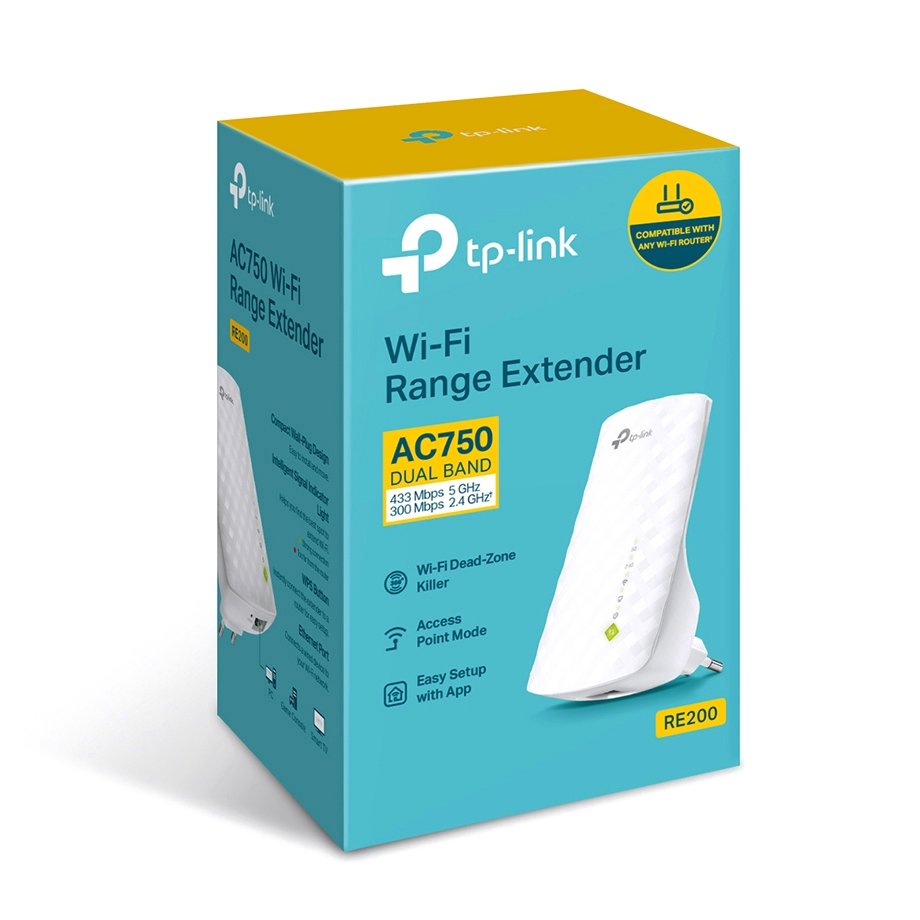 TP-Link RE200 AP/ Extender / Repeater / 1x LAN / 802.11b/g/n/ac
