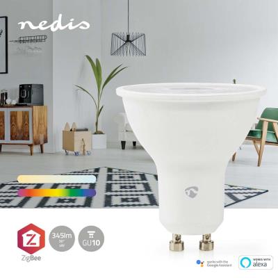 NEDIS chytrá LED žárovka/ Zigbee 3.0/ GU10/ PAR16/ 4,7W/ 230V/ 470lm/ teplá až studená bíla/ 2700 - 6500K/ RGB/ stmívate