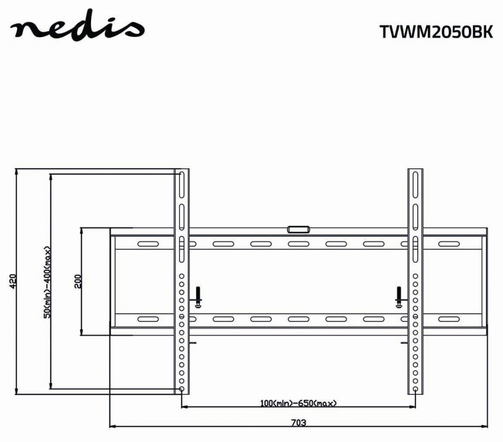 NEDIS nástěnný TV držák/ 42 - 70"/ nosnost 60 kg/ vzdálenost od stěny 29 mm/ fixní/ ocel/ černý