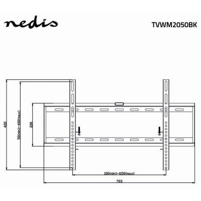 NEDIS nástěnný TV držák/ 42 - 70"/ nosnost 60 kg/ vzdálenost od stěny 29 mm/ fixní/ ocel/ černý
