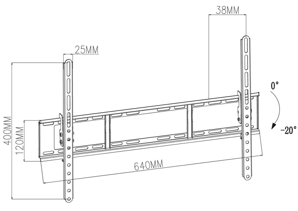 NEDIS nástěnný TV držák/ 37 - 70"/ nosnost 35 kg/ náklon 20°/ vzdálenost od stěny 38 mm/ ocel/ černý