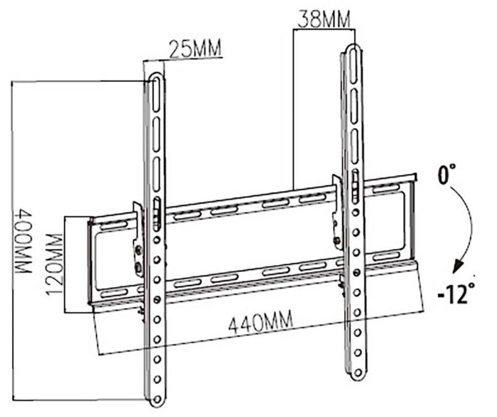 NEDIS nástěnný TV držák/ 23 - 55"/ nosnost 35 kg/ náklon 12°/ vzdálenost od stěny 38 mm/ ocel/ černý