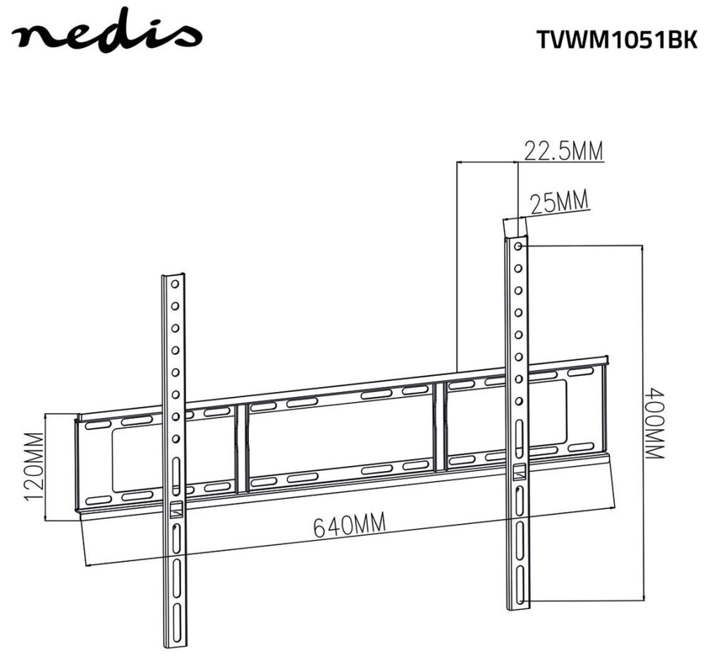 NEDIS nástěnný TV držák/ 37 - 70"/ nosnost 35 kg/ vzdálenost od stěny 23 mm/ fixní/ ocel/ černý