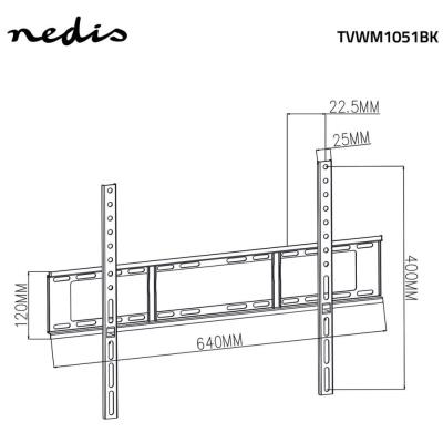 NEDIS nástěnný TV držák/ 37 - 70"/ nosnost 35 kg/ vzdálenost od stěny 23 mm/ fixní/ ocel/ černý