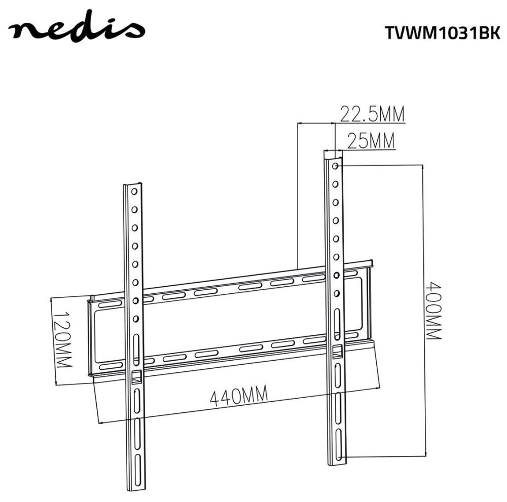 NEDIS nástěnný TV držák/ 23 - 55"/ nosnost 35 kg/ vzdálenost od stěny 23 mm/ fixní/ ocel/ černý