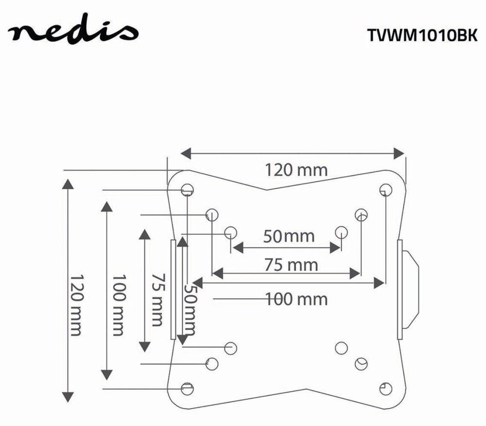 NEDIS nástěnný TV držák/ 13 - 27"/ nosnost 30 kg/ vzdálenost od stěny 20 mm/ fixní/ ocel/ černý