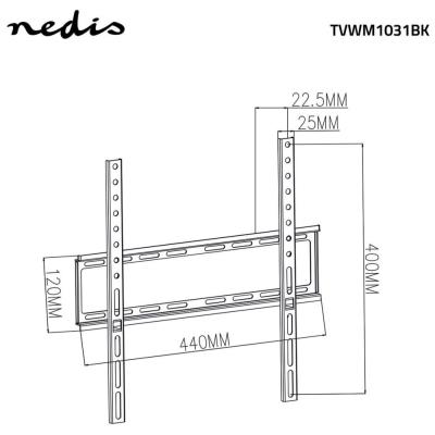 NEDIS nástěnný TV držák/ 23 - 55"/ nosnost 35 kg/ vzdálenost od stěny 23 mm/ fixní/ ocel/ černý