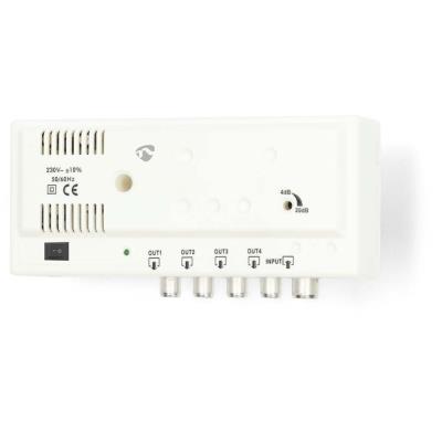 NEDIS zesilovač CATV/ maximální zesílení 20 dB/ 47 - 694 MHz/ 4 výstupy/ konektor IEC/ bílý