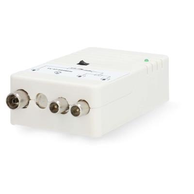 NEDIS zesilovač CATV/ maximální zesílení 25 dB/ 47 - 694 MHz/ 2 výstupy/ konektor IEC/ bílý