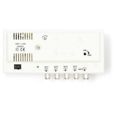 NEDIS zesilovač CATV/ maximální zesílení 20 dB/ 47 - 694 MHz/ 4 výstupy/ konektor IEC/ bílý