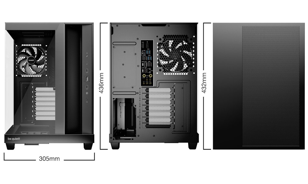 Be quiet! skříň LIGHT BASE 500 / MidT / 4x120mm PWM fans / 2 x USB 3.2 / USB-C / panoramatická / černá