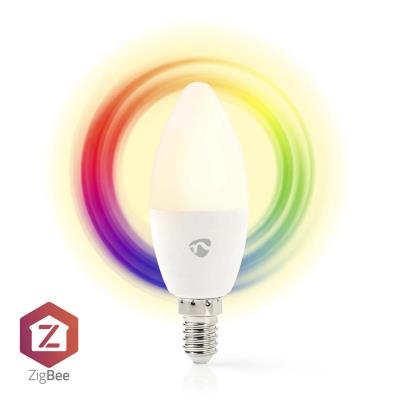 NEDIS chytrá LED žárovka/ Zigbee 3.0/ E14/ 9W/ 230V/ 470lm/ teplá až studená bíla/ 2700 - 6500K/ RGB/ stmívatelná