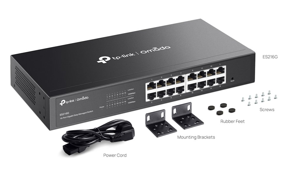 TP-Link ES216G, Omada 16-Port Gigabit Easy Managed Switch, 16x GLAN