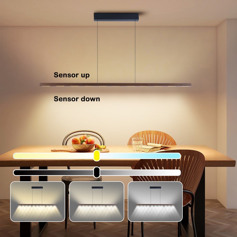 IMMAX NEO MADEIRA lineár osvětlení, dřevo ořech, 157cm, stmívatelné senzorem