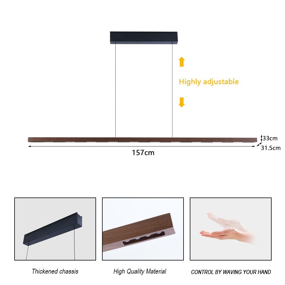 IMMAX NEO MADEIRA lineár osvětlení, dřevo ořech, 157cm, stmívatelné senzorem