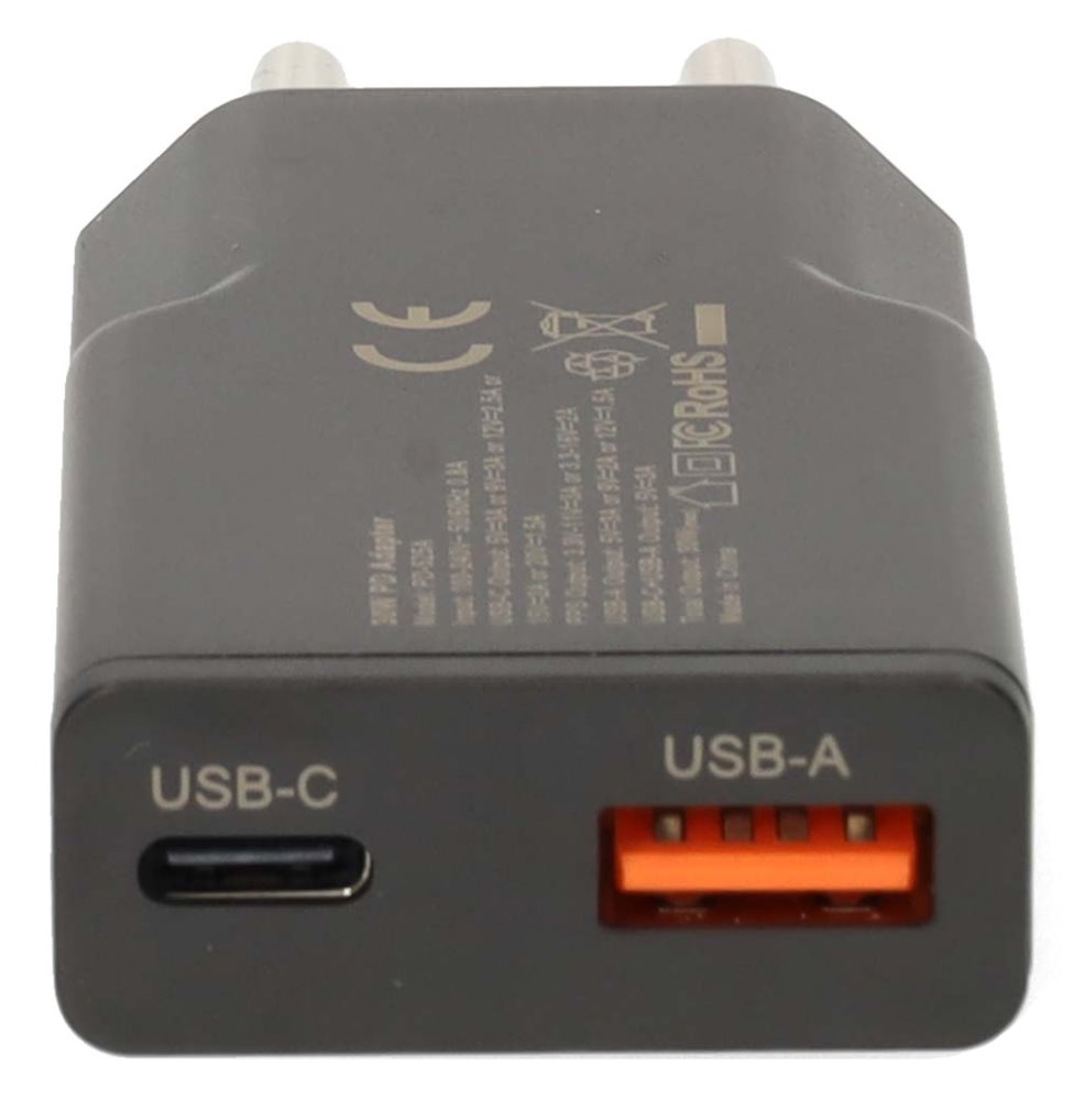 NEDIS síťová nabíječka/ 30 W/ PD 3.0/ rychlé nabíjení/ 1.5 / 2.0 / 2.22 / 3.0 A/ USB-A/ USB-C/ černá