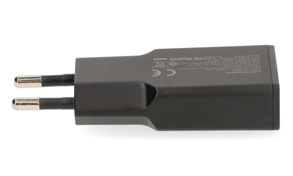 NEDIS síťová nabíječka/ 30 W/ PD 3.0/ rychlé nabíjení/ 1.5 / 2.0 / 2.22 / 3.0 A/ USB-A/ USB-C/ černá