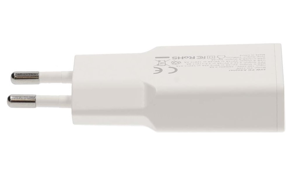 NEDIS síťová nabíječka/ 30 W/ PD 3.0/ rychlé nabíjení/ 1.5 / 2.0 / 2.22 / 3.0 A/ USB-A/ USB-C/ bílá