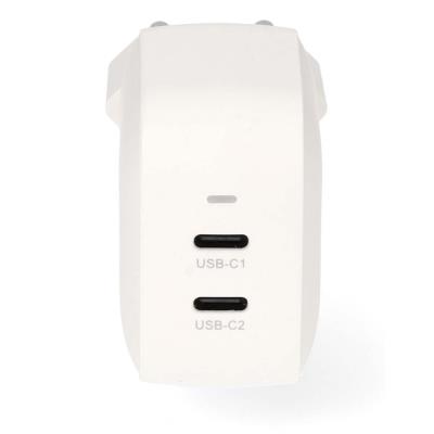 NEDIS síťová nabíječka/ 35 W/ PD 3.0/ rychlé nabíjení/ 1.75 / 2.33 / 2.92 / 3.0 A/ 2x USB-C/ bílá