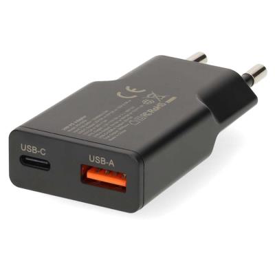 NEDIS síťová nabíječka/ 30 W/ PD 3.0/ rychlé nabíjení/ 1.5 / 2.0 / 2.22 / 3.0 A/ USB-A/ USB-C/ černá
