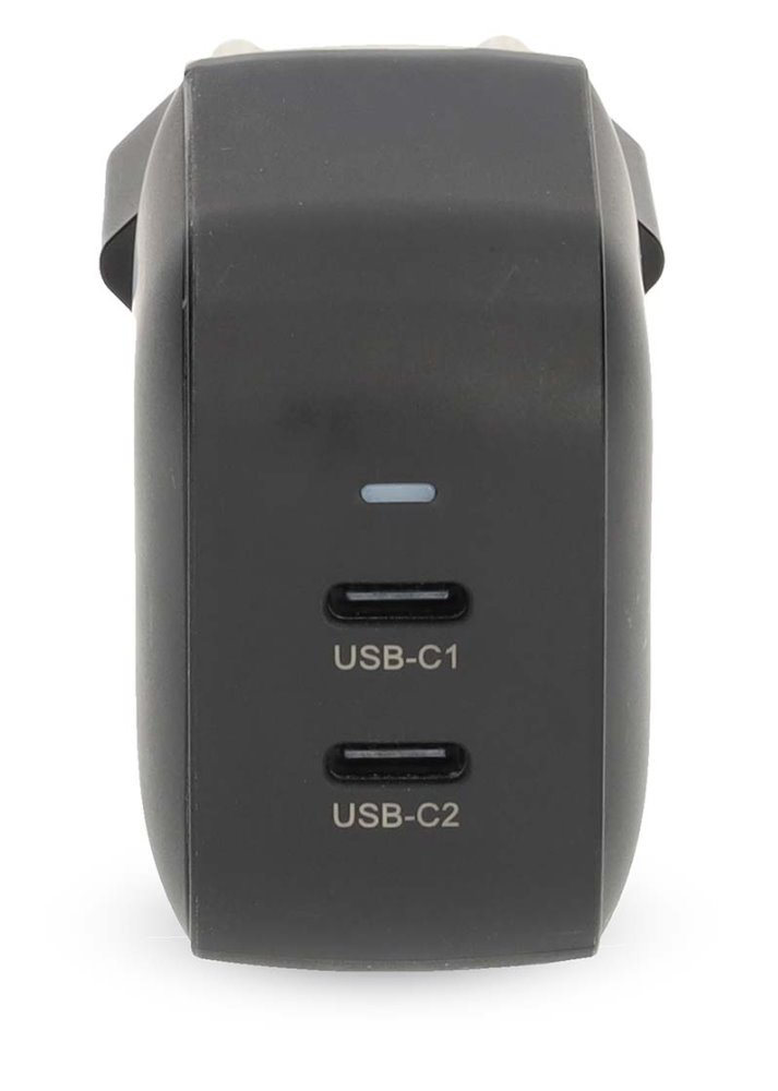 NEDIS síťová nabíječka/ 45 W/ PD 3.0/ rychlé nabíjení/ 2.25 / 3.0 A/ 2x USB-C/ černá