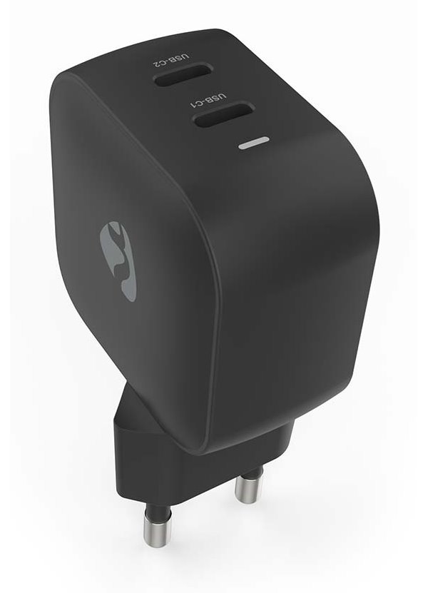 NEDIS síťová nabíječka/ 45 W/ PD 3.0/ rychlé nabíjení/ 2.25 / 3.0 A/ 2x USB-C/ černá