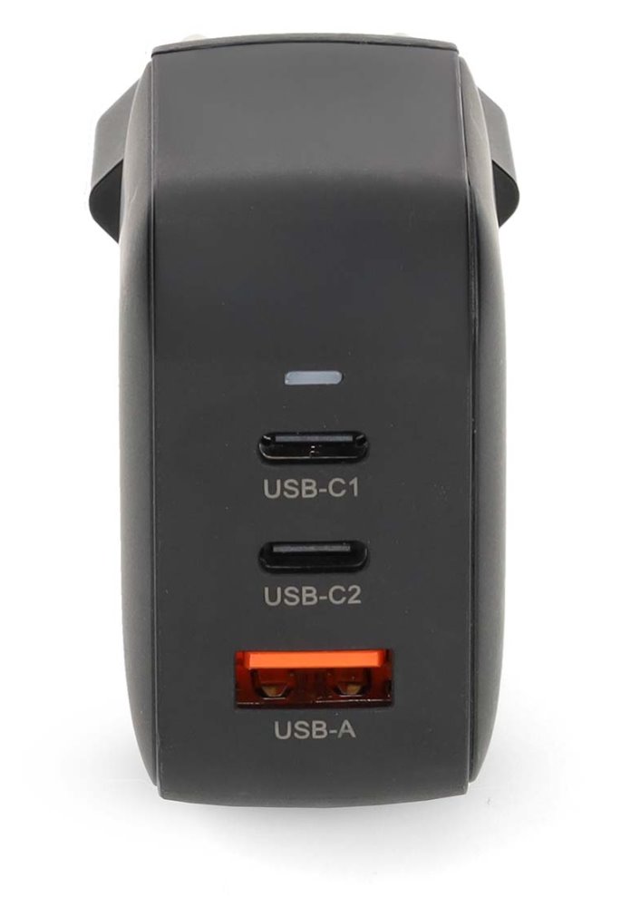 NEDIS síťová nabíječka/ 70 W/ PD 3.0/ rychlé nabíjení/ 1.5 / 2.25 / 2.5 / 3.0 / 3.5 A/ USB-A/ 2x USB-C/ černá