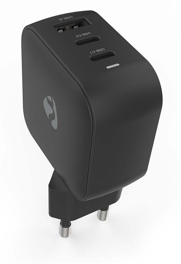 NEDIS síťová nabíječka/ 70 W/ PD 3.0/ rychlé nabíjení/ 1.5 / 2.25 / 2.5 / 3.0 / 3.5 A/ USB-A/ 2x USB-C/ černá