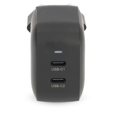 NEDIS síťová nabíječka/ 45 W/ PD 3.0/ rychlé nabíjení/ 2.25 / 3.0 A/ 2x USB-C/ černá