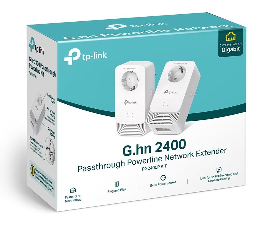 ROZBALENÉ - TP-Link PG2400P KIT Powerline adaptér, G.hn2400, 2x GLAN, KIT