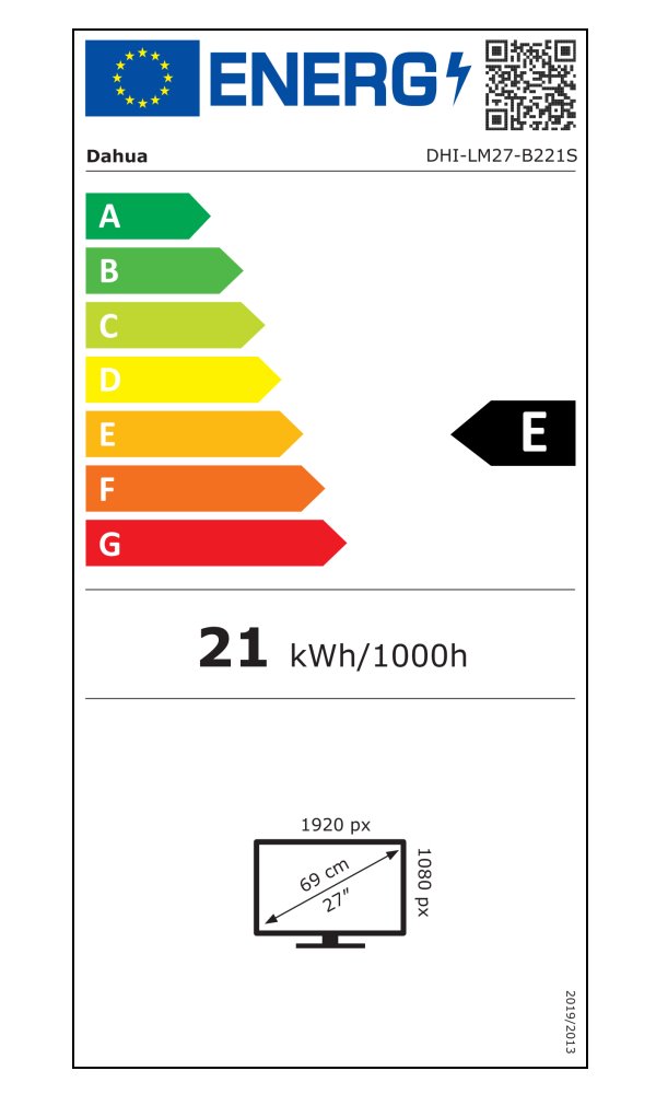 DAHUA 27" LED LM27-B221S/ IPS panel/ 1920x1080 (FHD)/ 1200:1/ 1ms/ 250 cd/m2/ HDMI/ DP/ VESA 75x75
