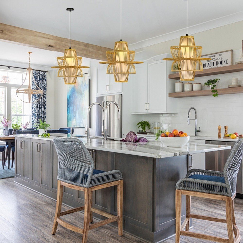 POŠKOZENÝ OBAL - IMMAX BOHO PINCHOS designové závěsné svítidlo, D45cm, E27, bambusové dřevo