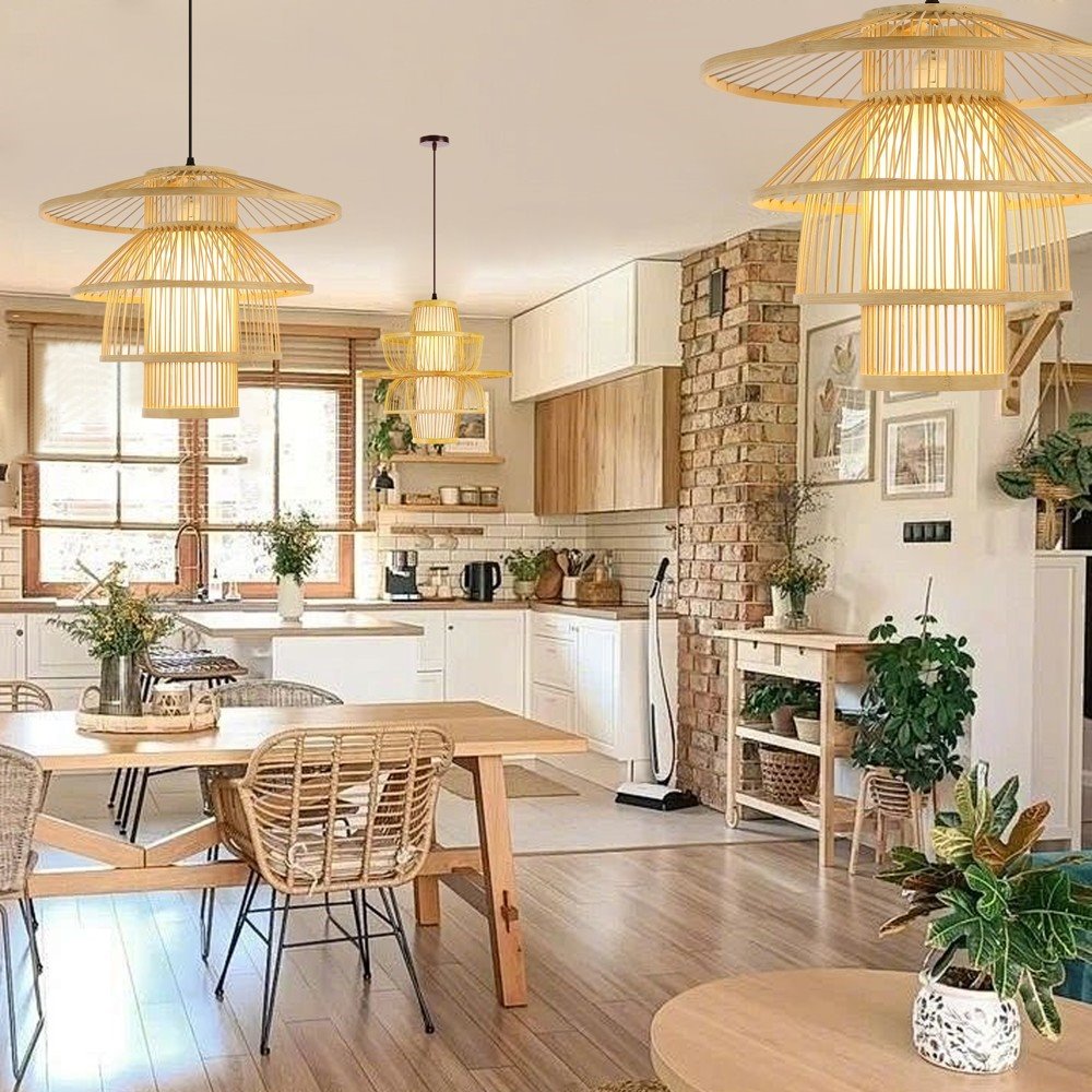 POŠKOZENÝ OBAL - IMMAX BOHO PINCHOS designové závěsné svítidlo, D45cm, E27, bambusové dřevo