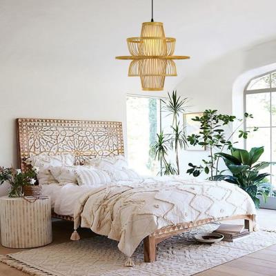 POŠKOZENÝ OBAL - IMMAX BOHO PINCHOS designové závěsné svítidlo, D45cm, E27, bambusové dřevo